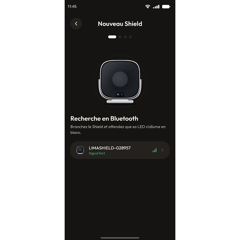 Figure 13 : Liste des Lima Shield détectés en Bluetooth