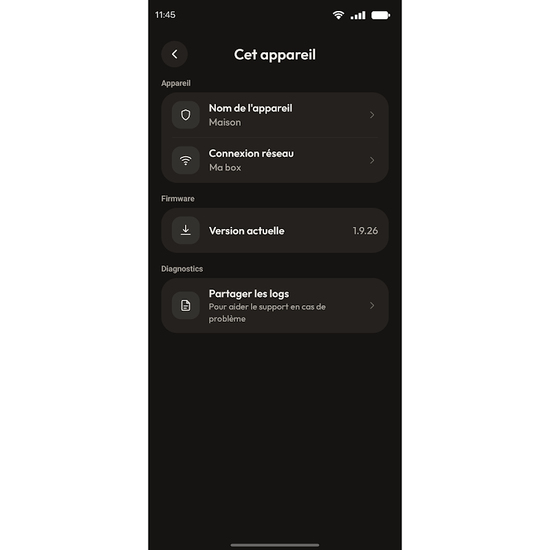 Figure 31 : Écran « Connexion réseau » dans « Cet appareil »
